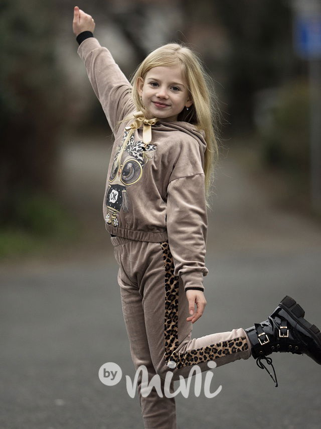 Velurová mikina sovička kakao