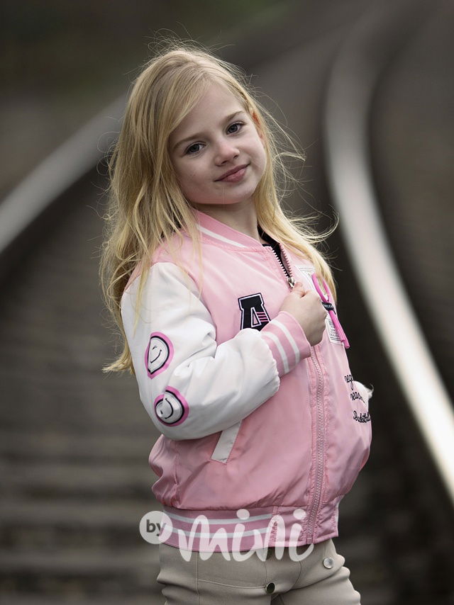 Jarní bomber bunda pink/white