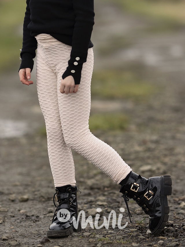 Béžové strukturované stretch legíny