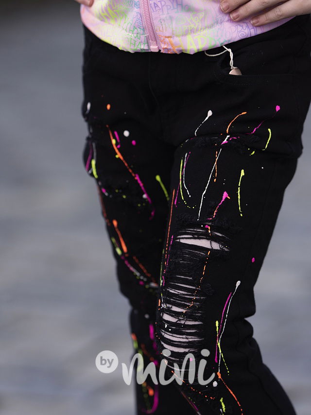 Splash ripped džíny černé