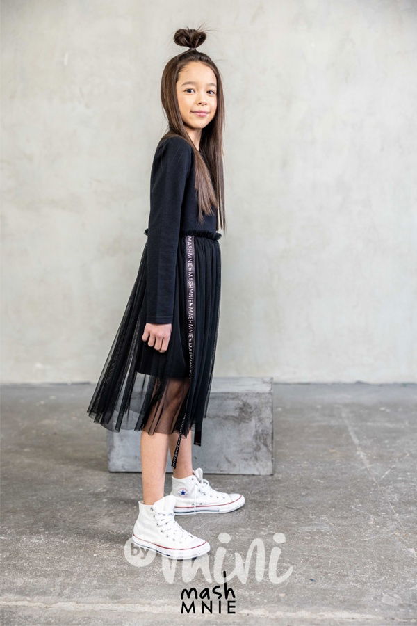 Mash Mnie midi šaty s tylem černé