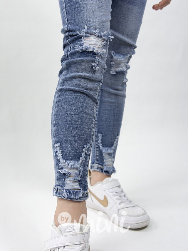 Slim ripped jeansy vintage blue