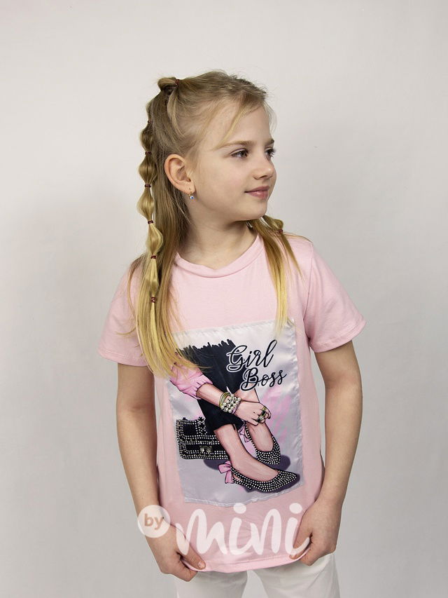 GIRL boss triko růžové