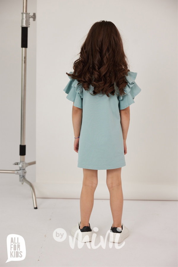 All for kids maxi frill šaty mint