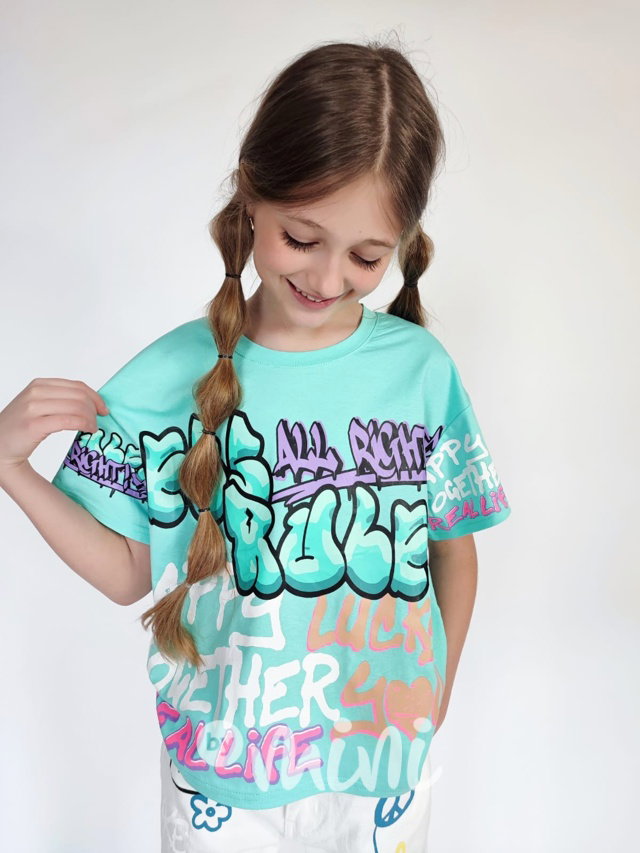 PREMIUM triko Graffiti mint