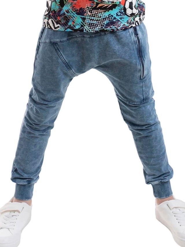 Soft denim jogger tepláky se zipem
