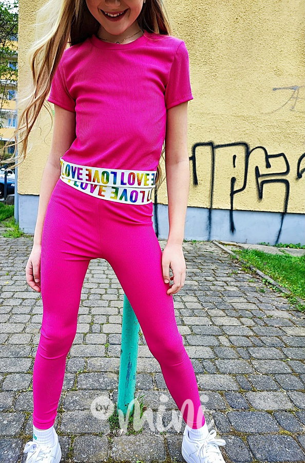 LOVE triko + legíny pink