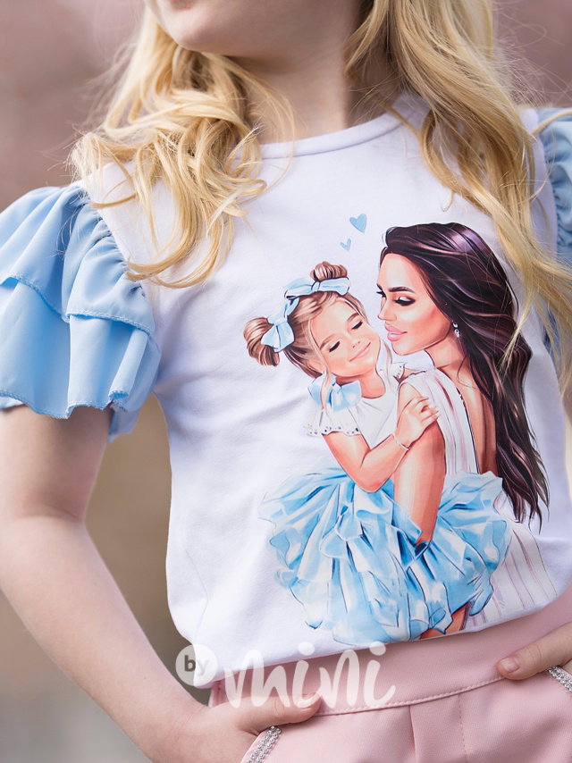 Girl power triko white/blue