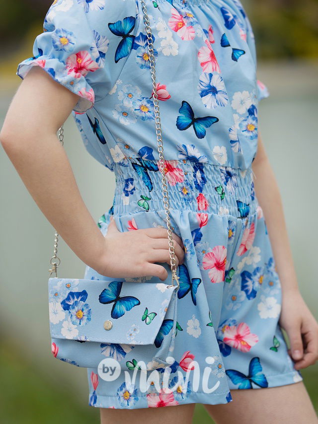 Overal s kabelkou Butterfly&Flowers blue
