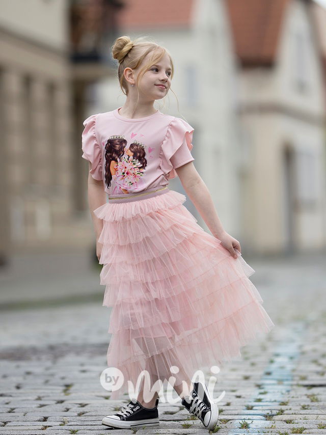 Princess žebrovaná blůzka růžová