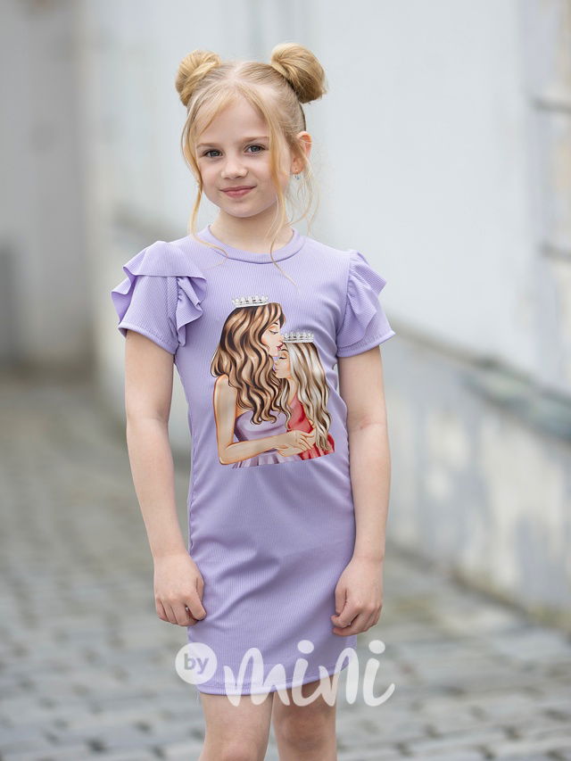 Princess žebrované lila šaty