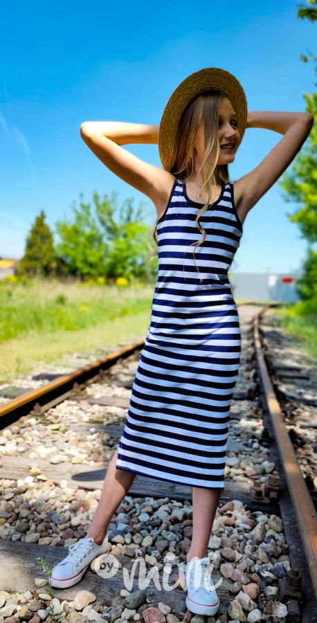 Marina pruhované midi šaty