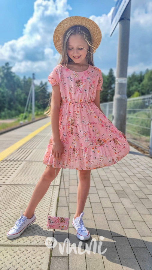 Květované šaty s kabelkou