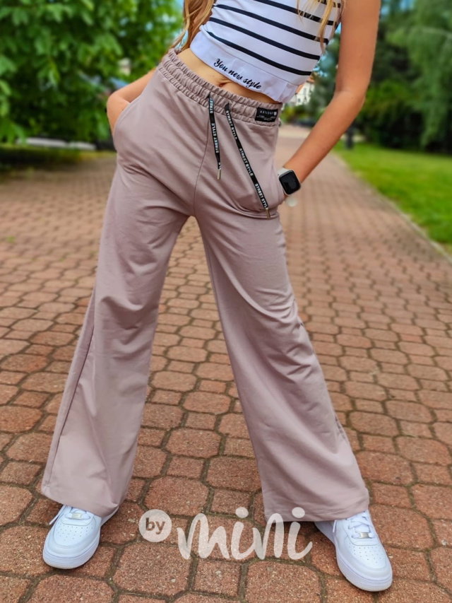 Fashion volné kalhoty béžové