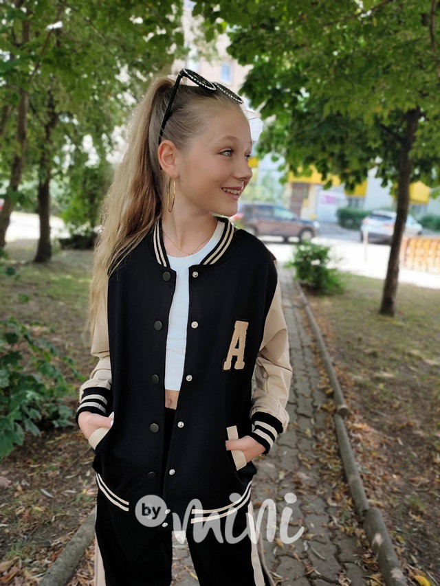 Fashion college mikina black/beige