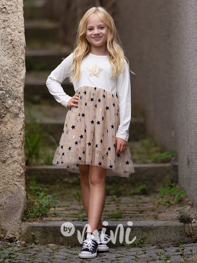 STARS šaty s tylem white/beige