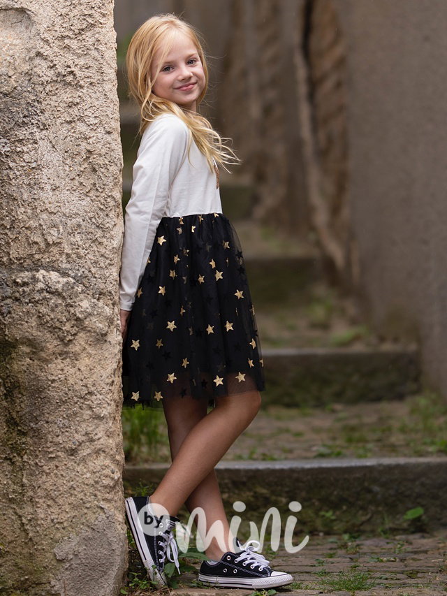STARS šaty s tylem white/black