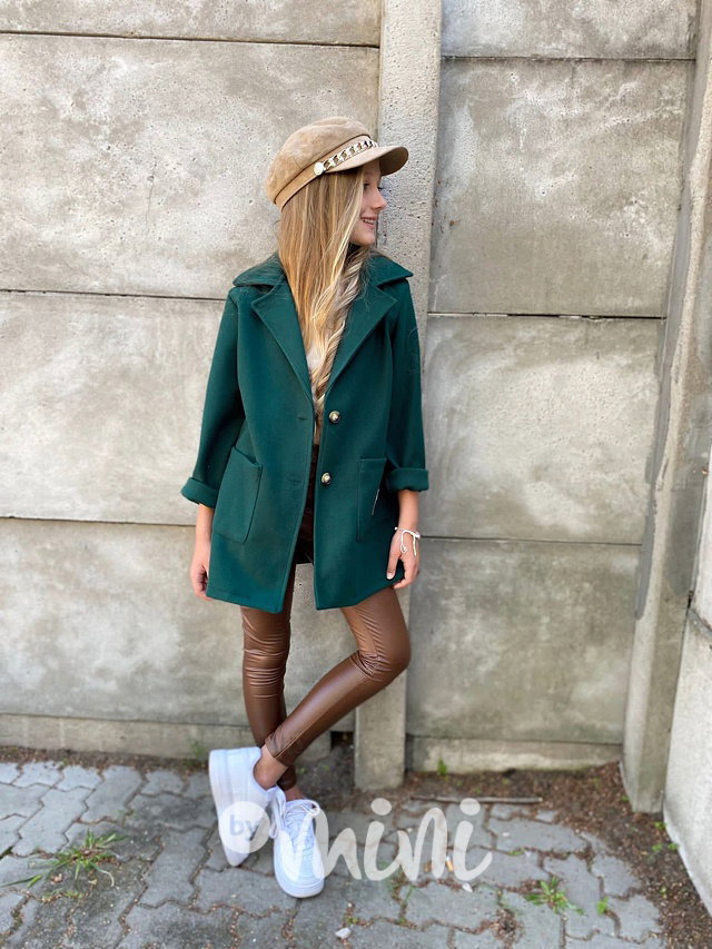 Flaušový kabát smaragd