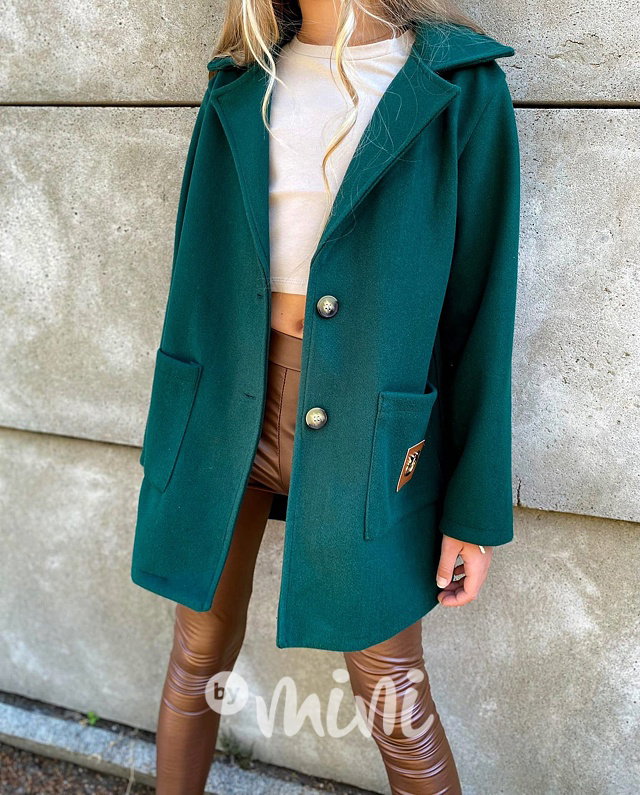 Flaušový kabát smaragd