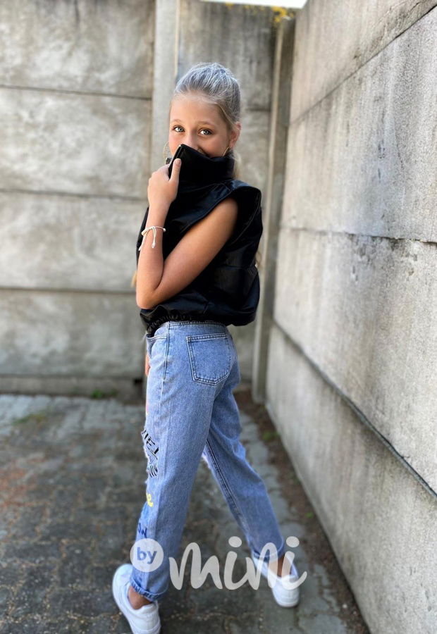 Eco leather černá vesta