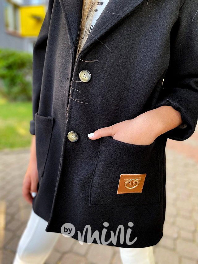 Flaušový kabát černý