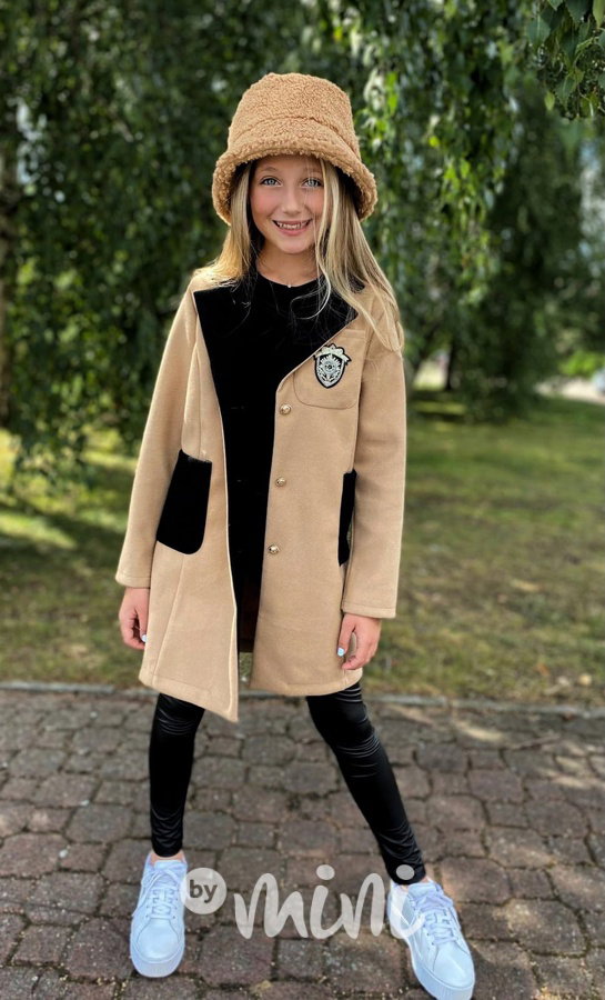 College flauš kabát beige/black