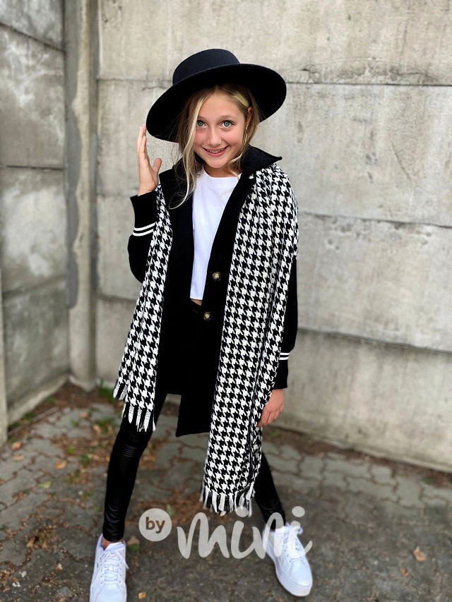 Flaušový kabát s náplety black