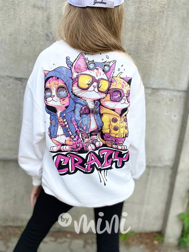Crazy cats mikina white