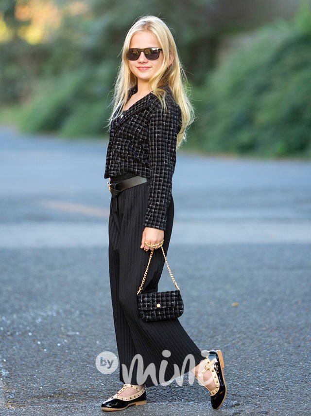 Plisované kalhoty s páskem černé