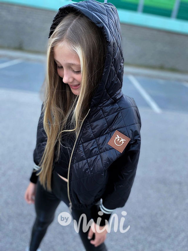 Černá prošívaná bunda s náplety