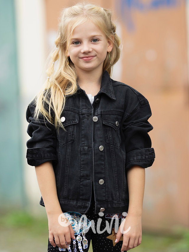 Fashion jeans bunda s aplikací black