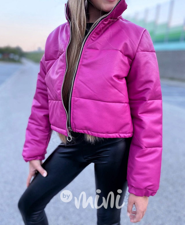 Podzimní crop bunda pink
