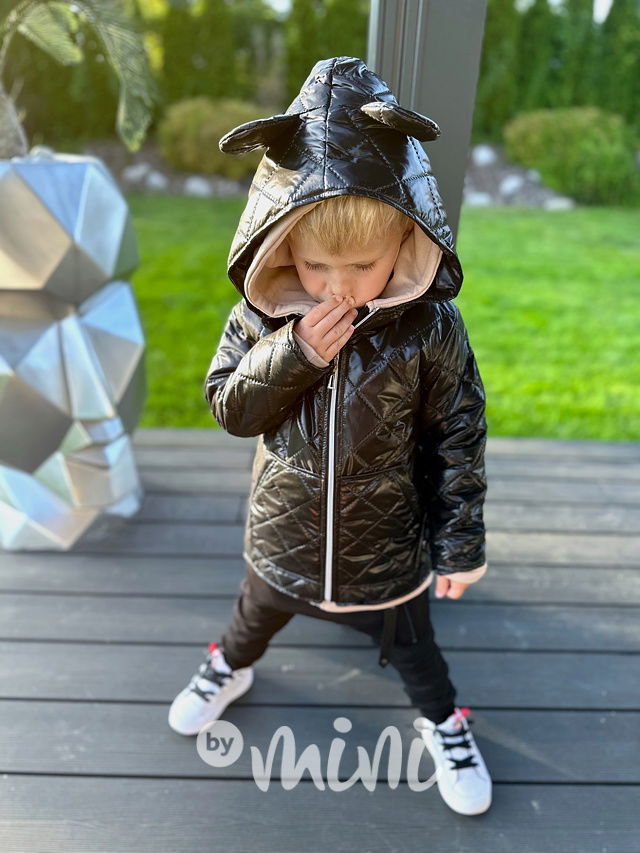 Prošívaná long bunda s ouškama black