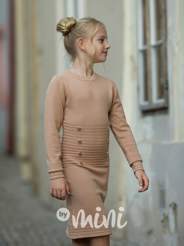 Svetříkové super stretch mini šaty béžové