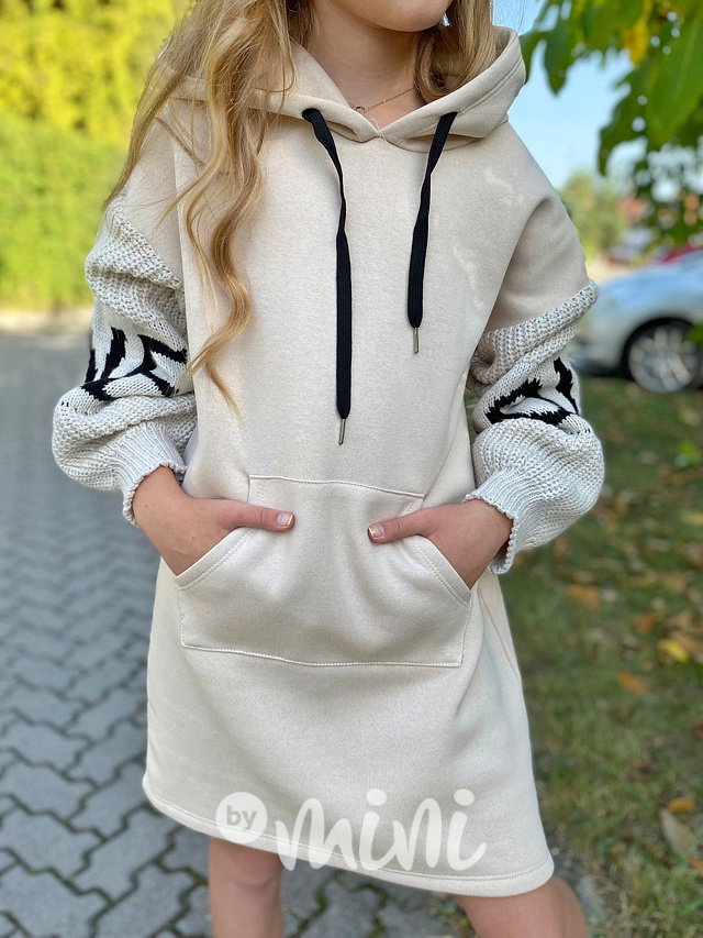 LOVE teplá hoodie mikina cream