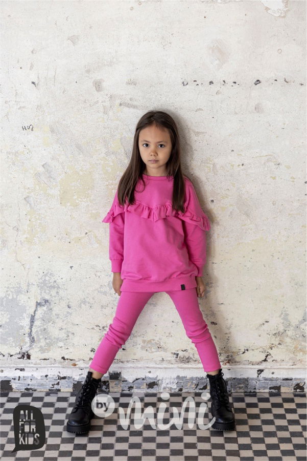 Frill tunika + žebrované legíny pink