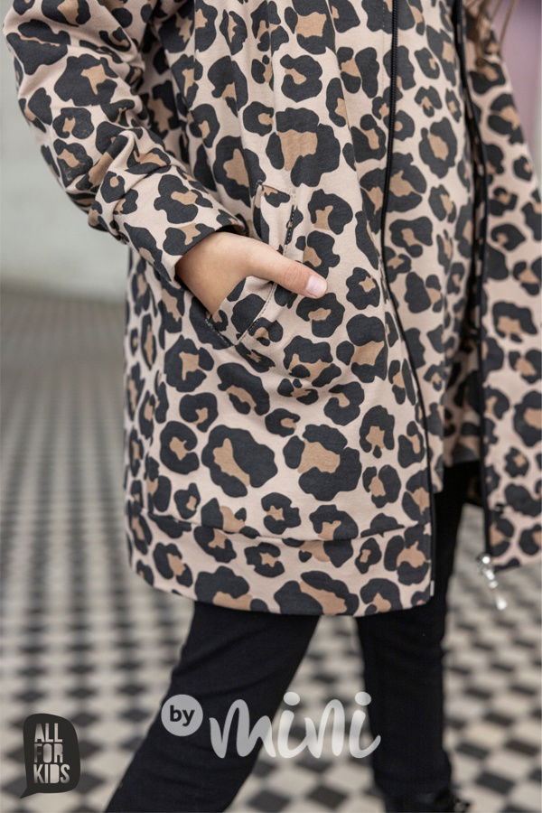 Beige animal long mikina