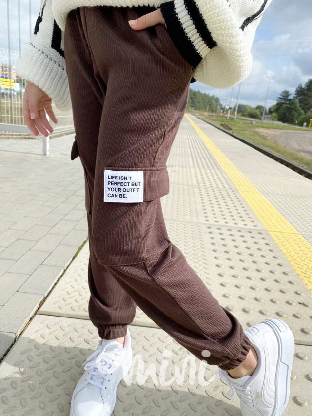 Žebrované cargo kapsáče cacao