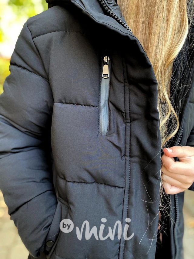 Ultra dlouhý zimní kabát černý