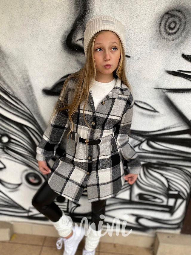 Teplá flauš košile s páskem dark karo