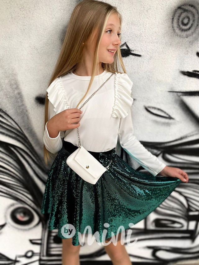 Žebrovaná blůzka s kabelkou white