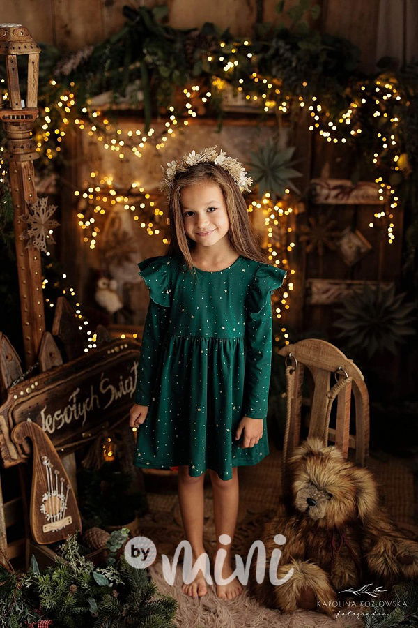 Dívčí vánoční šaty smaragdově zelené Lily Grey