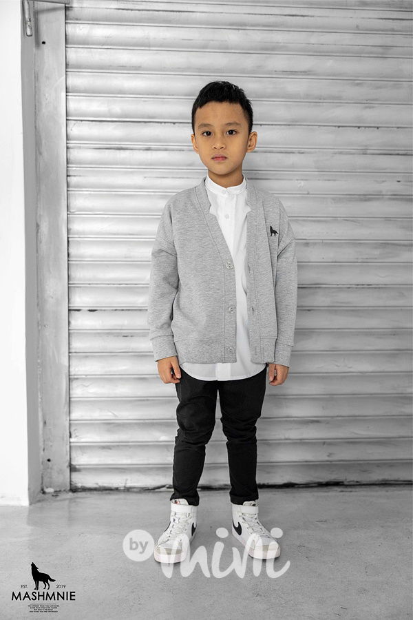 Mash Mnie cotton kardigan šedý