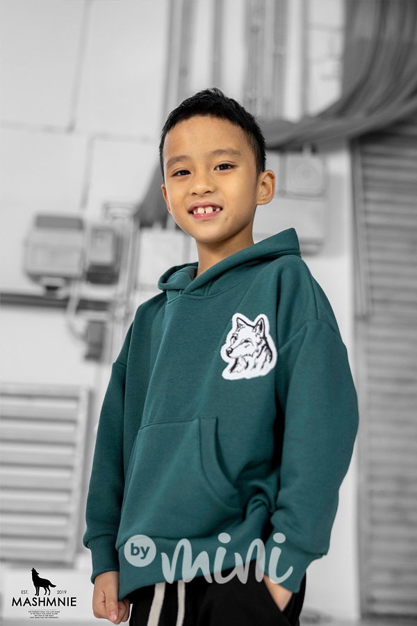 Mash Mnie hoodie mikina WOLF petrol