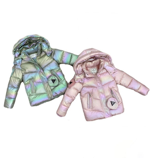 Zimní ombre metalická bunda pink