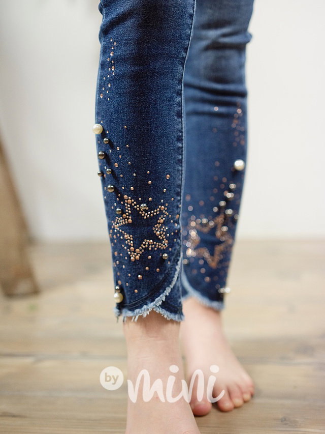 Lehce oteplené jeans jegginy stars