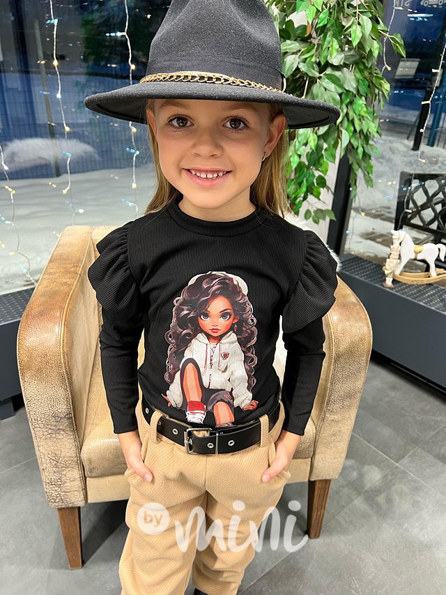Žebrovaná blůzka curly girl černá