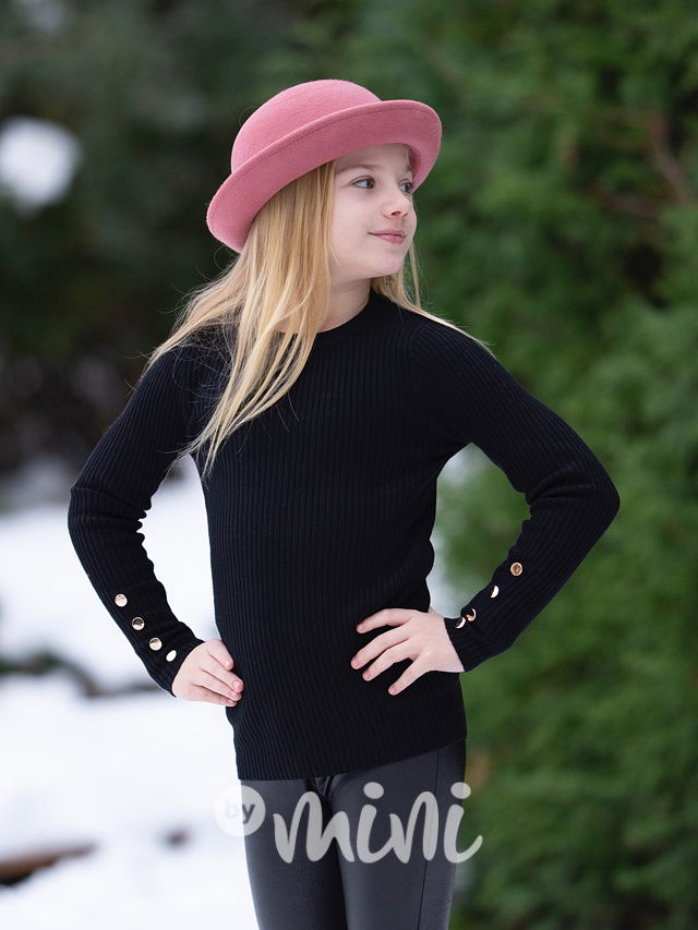 Stretch svetr s knoflíčky černý