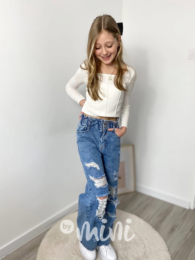 Fashion ripped maxi jeans švédy
