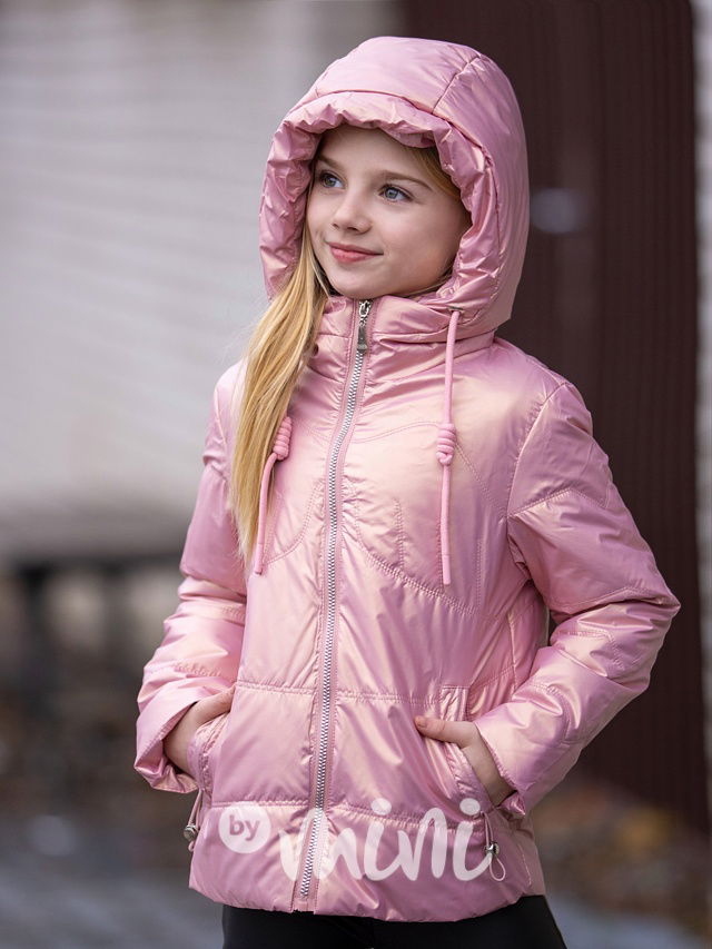 Jarní metalická bunda pink